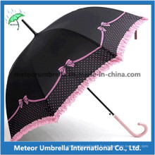 Poignée en cuir Flower Fashion Parasol Automatic Woman Umbrella